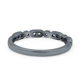 Half Eternity Ring Wedding Engagement Band Round Pave Simulated CZ 925 Sterling Silver (2.5mm)