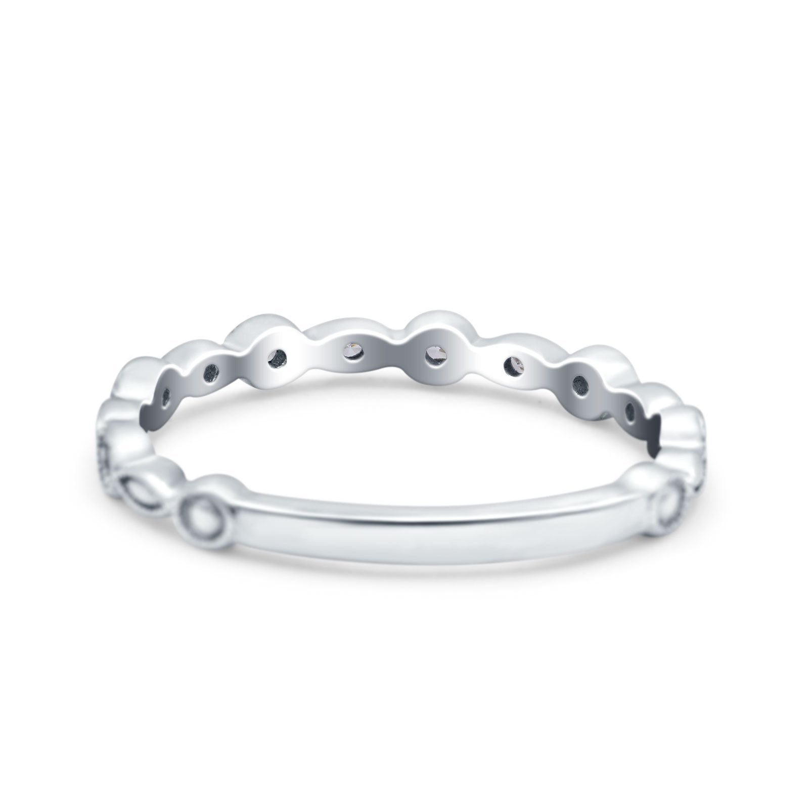 Eternity Ring Wedding Engagement Band Marquise Round Pave Simulated Cubic Zirconia 925 Sterling Silver (3mm)