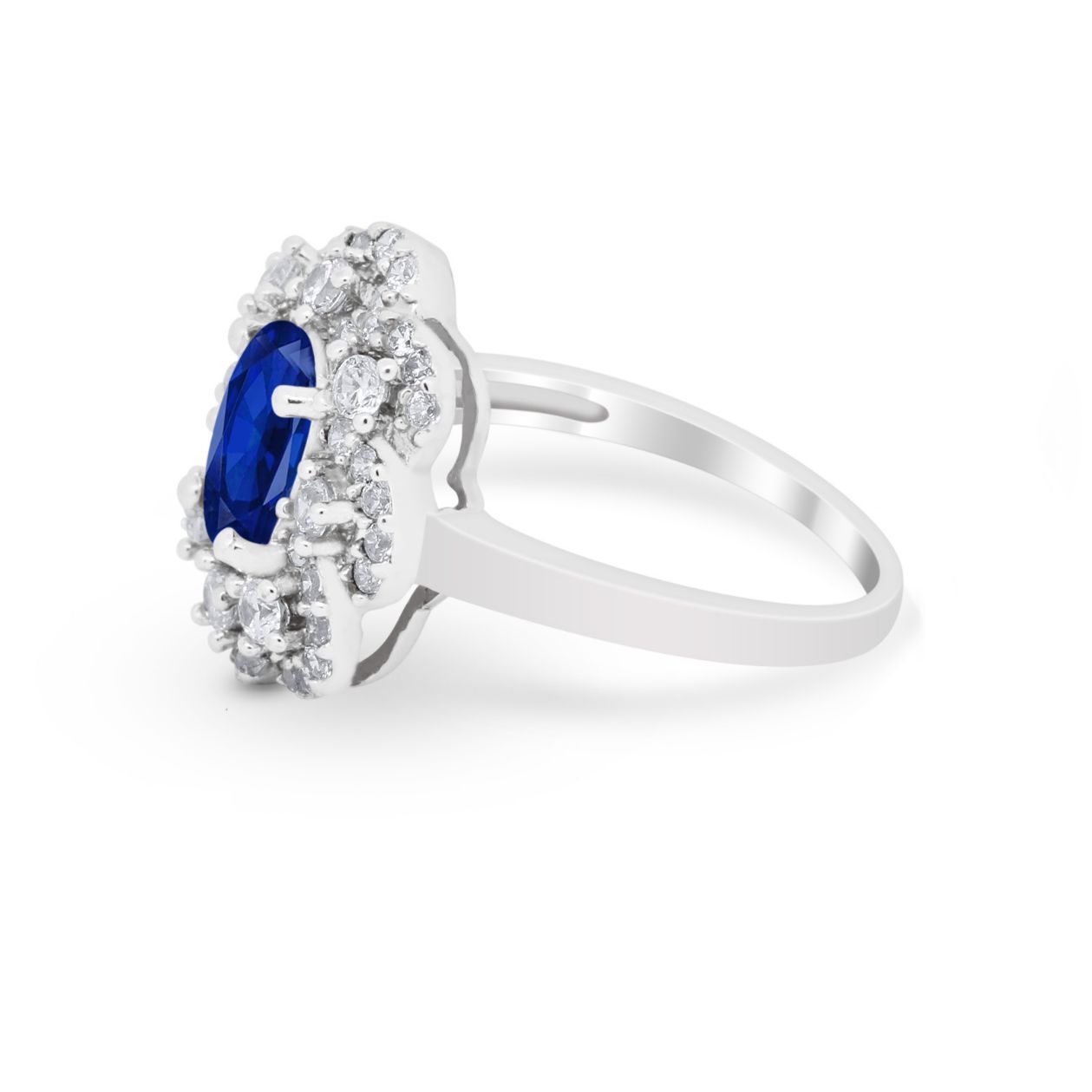 Art Deco Wedding Ring Halo Round Simulated Cubic Zirconia 925 Sterling Silver
