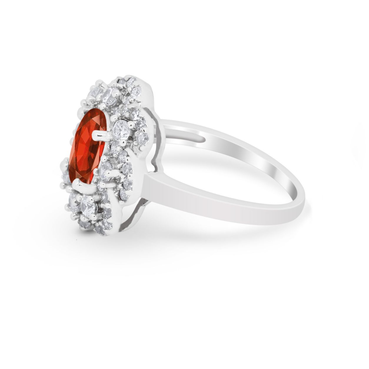 Art Deco Wedding Ring Halo Round Simulated Cubic Zirconia 925 Sterling Silver