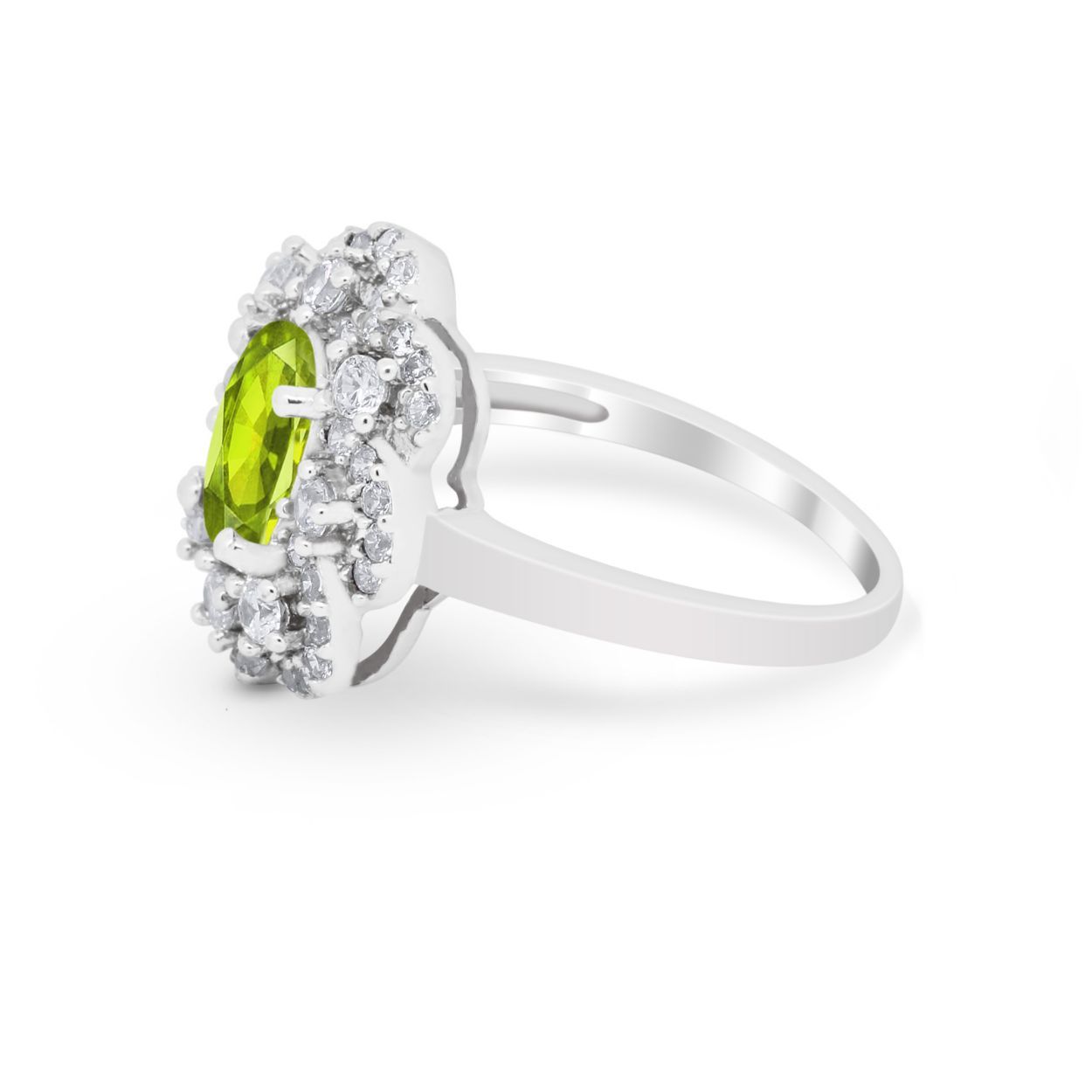 Art Deco Wedding Ring Halo Round Simulated Cubic Zirconia 925 Sterling Silver