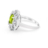 Art Deco Wedding Ring Halo Round Simulated Cubic Zirconia 925 Sterling Silver