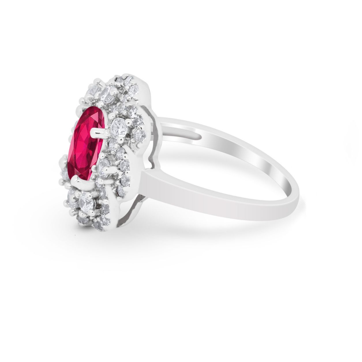 Art Deco Wedding Ring Halo Round Simulated Cubic Zirconia 925 Sterling Silver