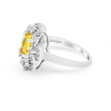 Art Deco Wedding Ring Halo Round Simulated Cubic Zirconia 925 Sterling Silver