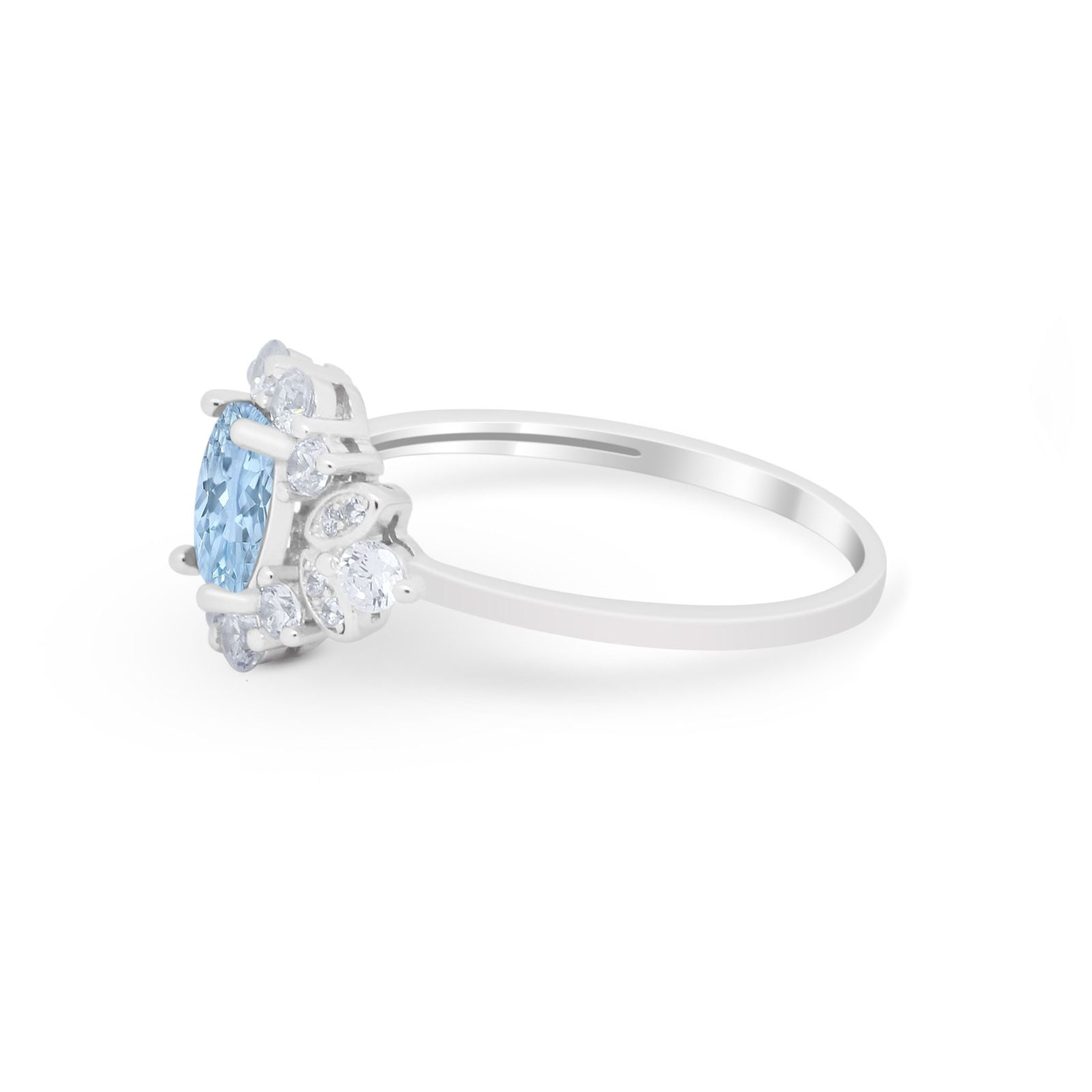 Oval Wedding Ring Vintage Round Simulated Cubic Zirconia 925 Sterling Silver