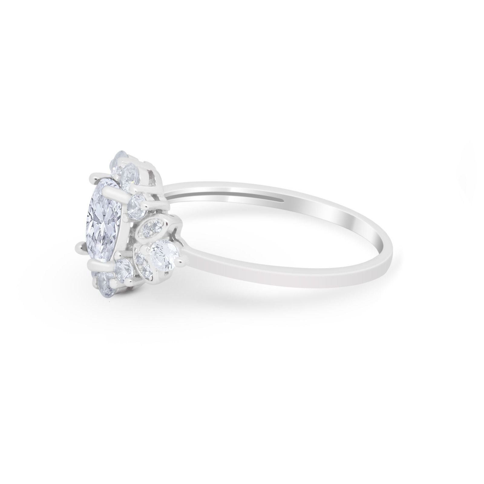 Oval Wedding Ring Vintage Round Simulated Cubic Zirconia 925 Sterling Silver