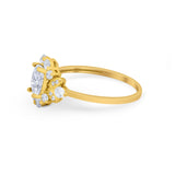 Oval Wedding Ring Vintage Round Simulated Cubic Zirconia 925 Sterling Silver
