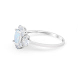 Oval Wedding Ring Vintage Round Simulated Cubic Zirconia 925 Sterling Silver
