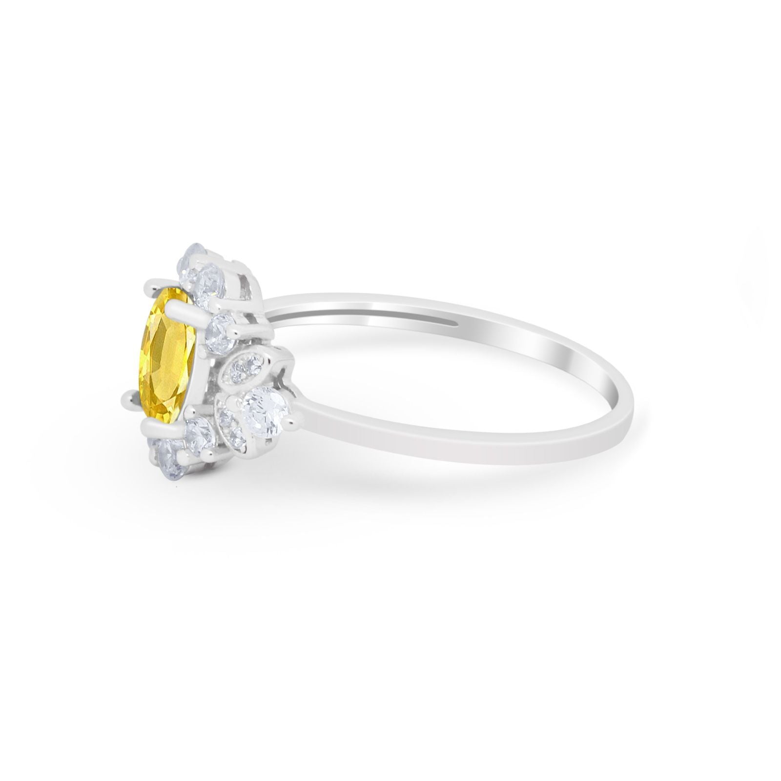 Oval Wedding Ring Vintage Round Simulated Cubic Zirconia 925 Sterling Silver