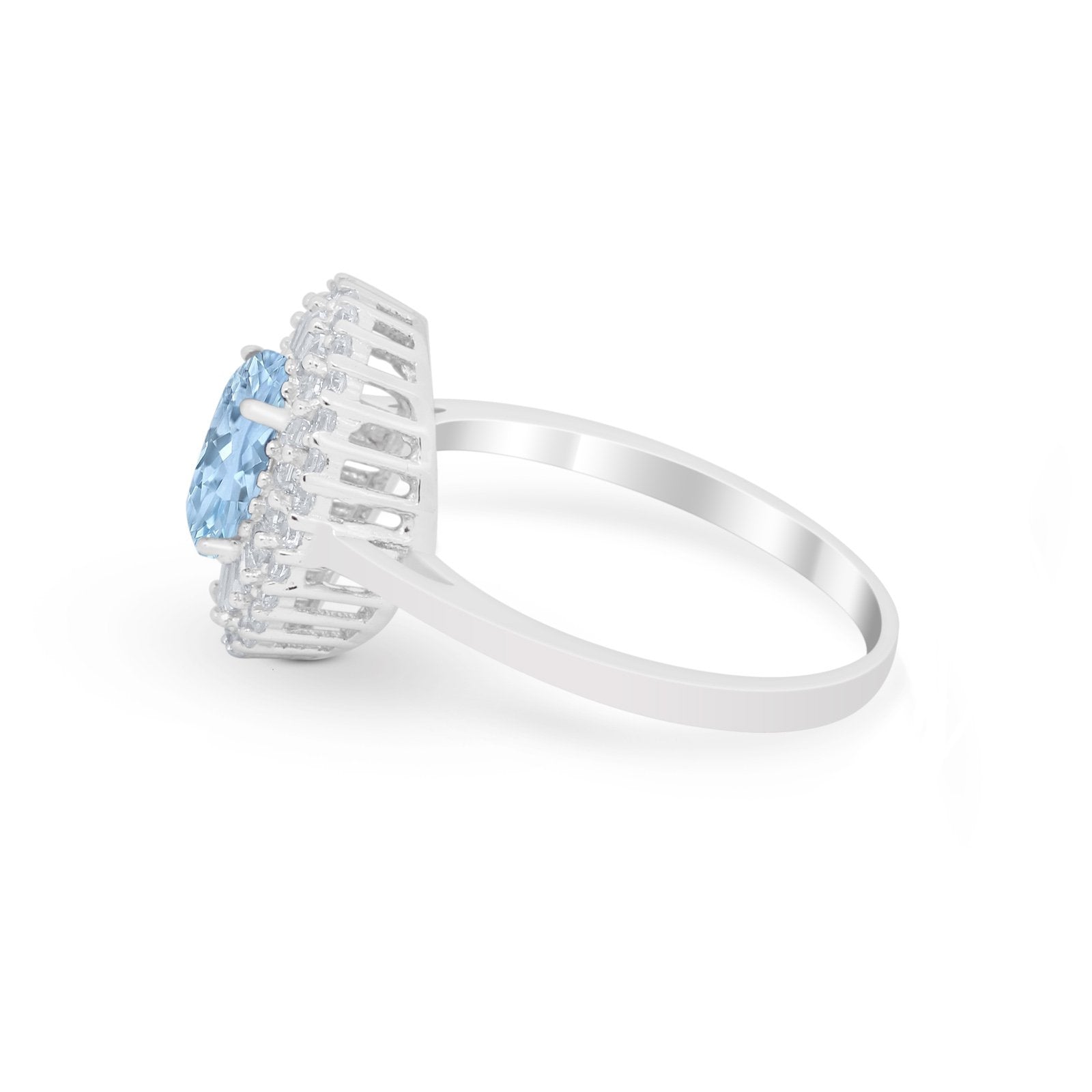 Art Deco Wedding Ring Oval Round Simulated Cubic Zirconia 925 Sterling Silver