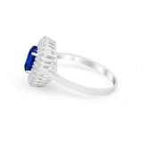 Art Deco Wedding Ring Oval Round Simulated Cubic Zirconia 925 Sterling Silver