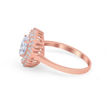 Art Deco Wedding Ring Oval Round Simulated Cubic Zirconia 925 Sterling Silver