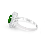 Art Deco Wedding Ring Oval Round Simulated Cubic Zirconia 925 Sterling Silver