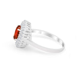 Art Deco Wedding Ring Oval Round Simulated Cubic Zirconia 925 Sterling Silver