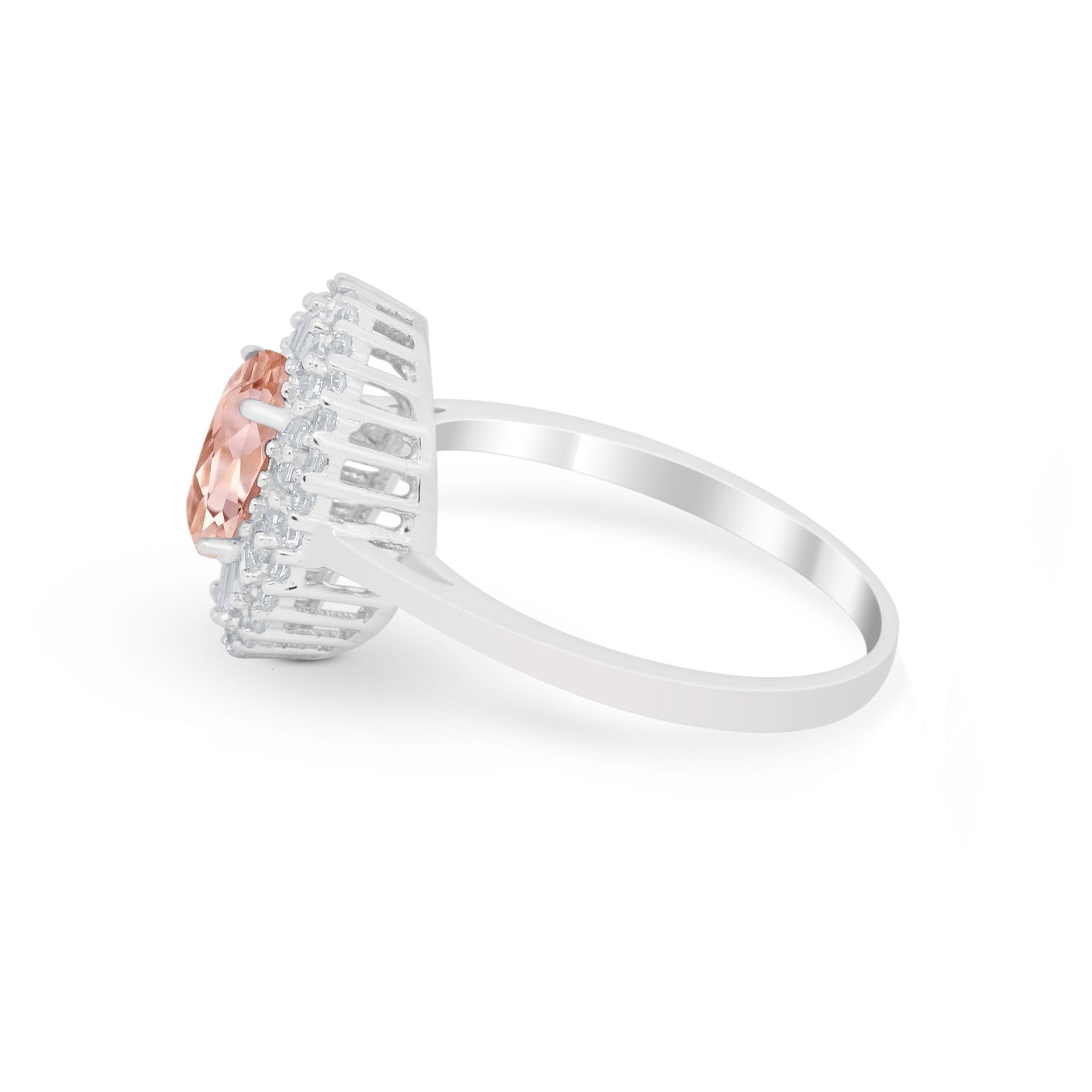 Art Deco Wedding Ring Oval Round Simulated Cubic Zirconia 925 Sterling Silver