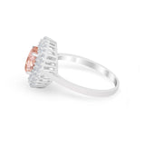 Art Deco Wedding Ring Oval Round Simulated Cubic Zirconia 925 Sterling Silver