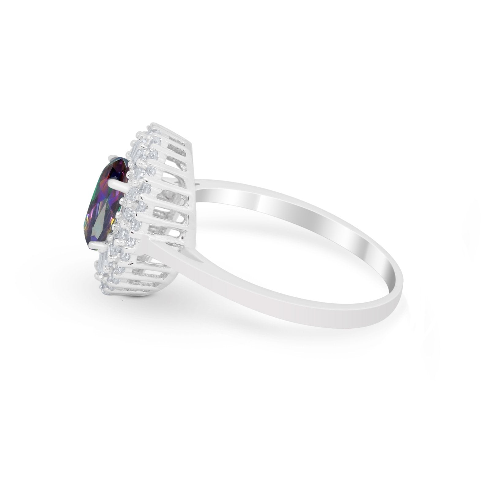 Art Deco Wedding Ring Oval Round Simulated Cubic Zirconia 925 Sterling Silver
