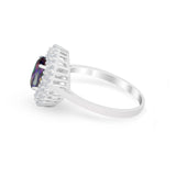 Art Deco Wedding Ring Oval Round Simulated Cubic Zirconia 925 Sterling Silver