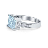 Cushion Cut Wedding Ring Simulated Cubic Zirconia Accent 925 Sterling Silver