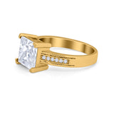 Cushion Cut Wedding Ring Simulated Cubic Zirconia Accent 925 Sterling Silver