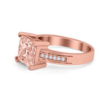 Cushion Cut Wedding Ring Simulated Cubic Zirconia Accent 925 Sterling Silver