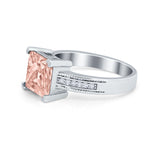 Cushion Cut Wedding Ring Simulated Cubic Zirconia Accent 925 Sterling Silver