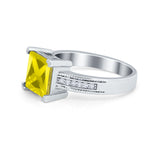 Cushion Cut Wedding Ring Simulated Cubic Zirconia Accent 925 Sterling Silver