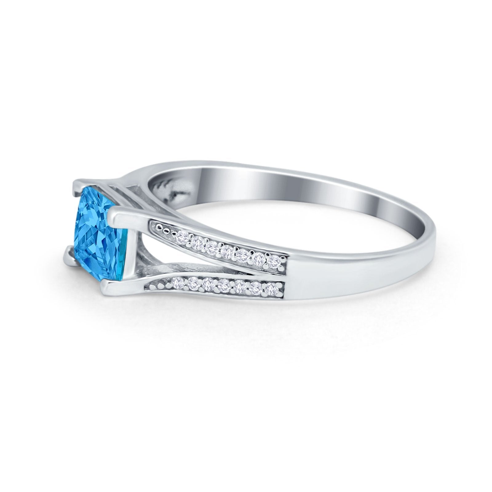 Princess Cut Wedding Ring Simulated Cubic Zirconia 925 Sterling Silver