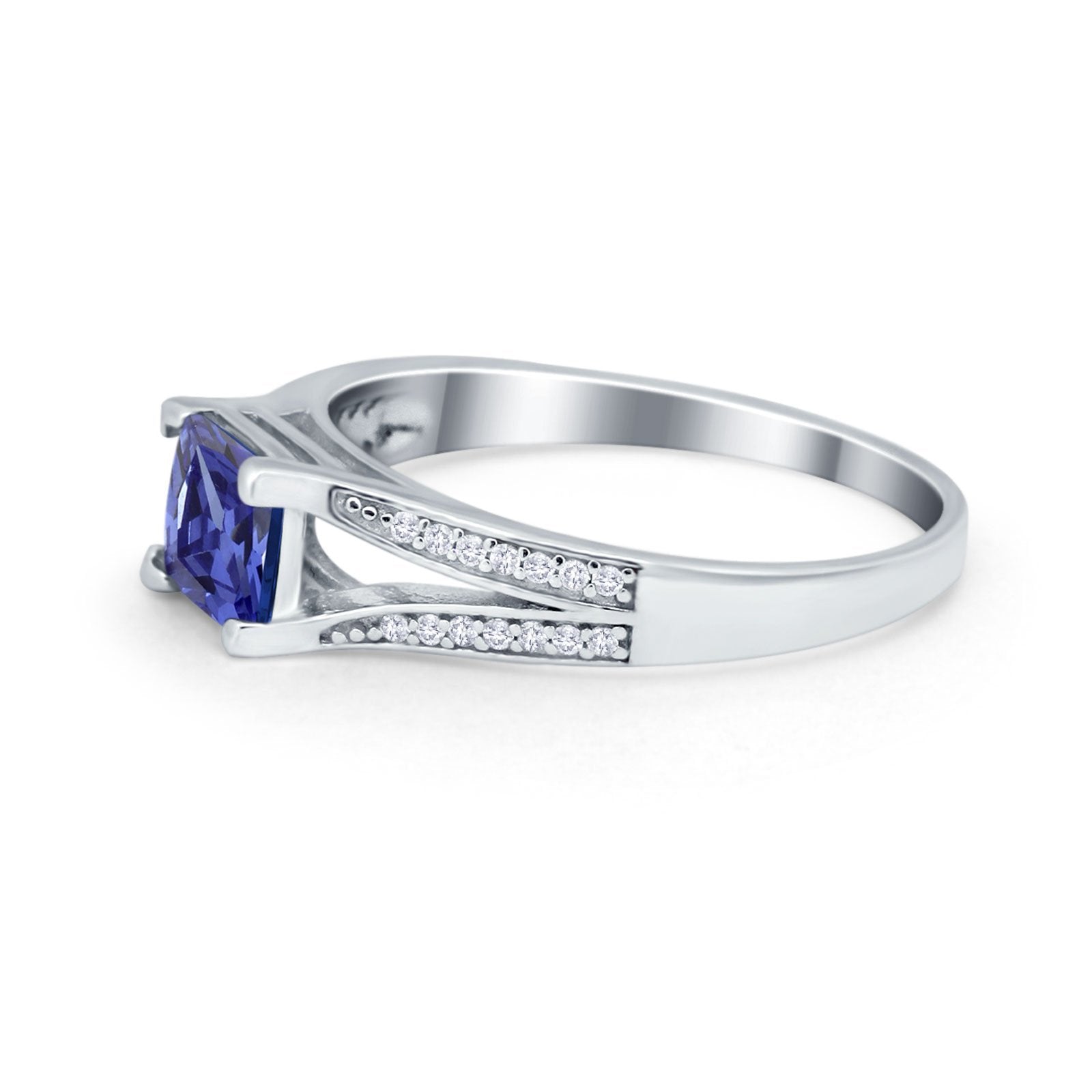 Princess Cut Wedding Ring Simulated Cubic Zirconia 925 Sterling Silver