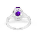 Art Deco Twisted Shank Wedding Ring Oval Round Cubic Zirconia 925 Sterling Silver