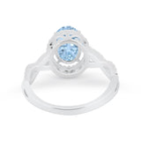 Art Deco Twisted Shank Wedding Ring Oval Round Cubic Zirconia 925 Sterling Silver