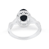 Art Deco Twisted Shank Wedding Ring Oval Round Cubic Zirconia 925 Sterling Silver