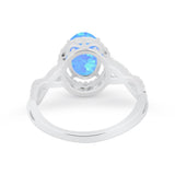 Art Deco Twisted Shank Wedding Ring Oval Round Cubic Zirconia 925 Sterling Silver