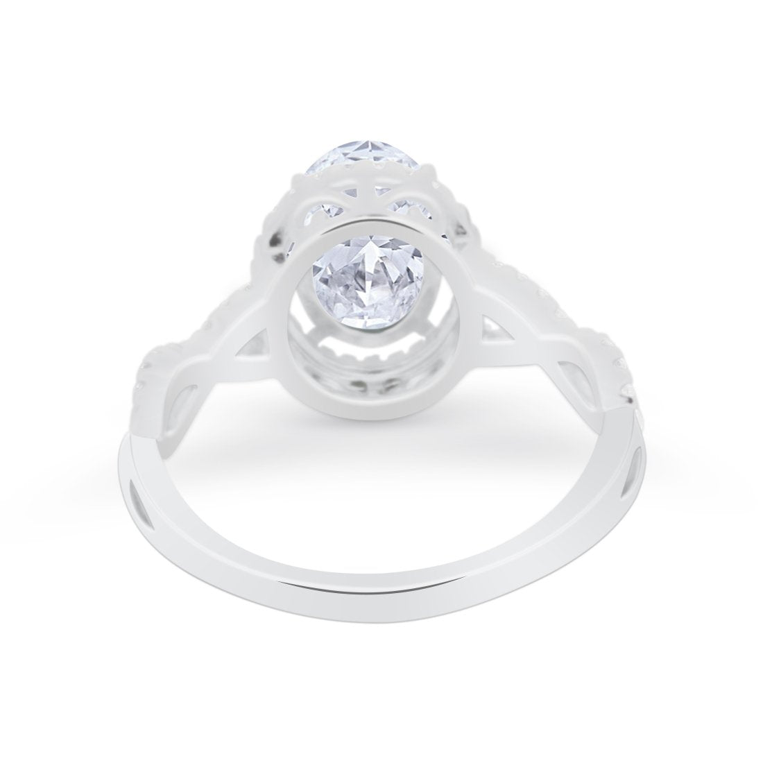 Art Deco Twisted Shank Wedding Ring Oval Round Cubic Zirconia 925 Sterling Silver