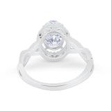 Art Deco Twisted Shank Wedding Ring Oval Round Cubic Zirconia 925 Sterling Silver