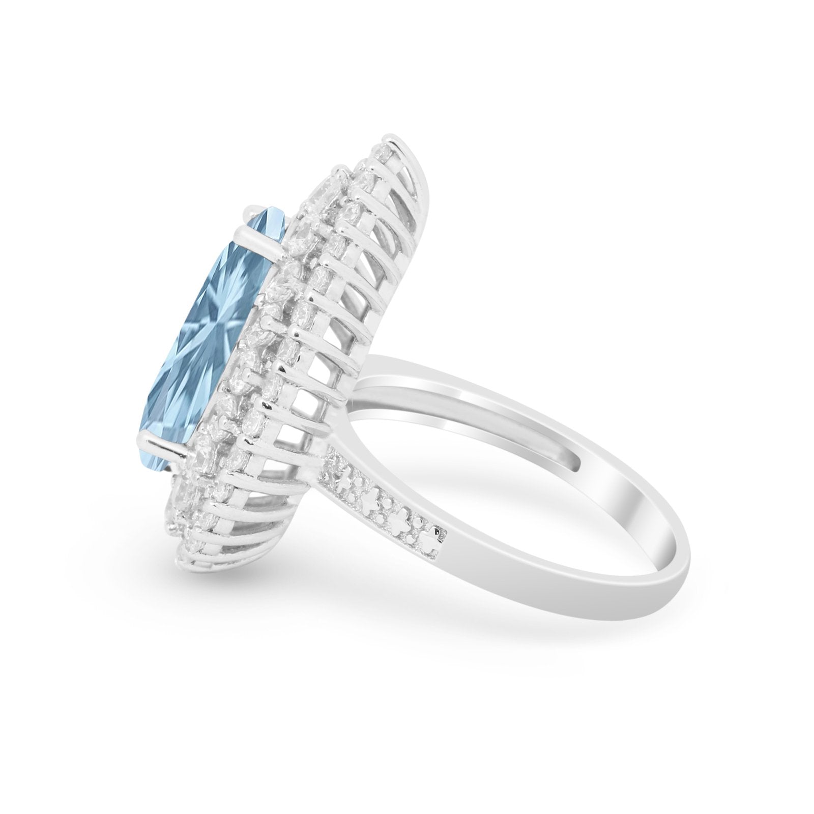 Teardrop Cocktail Ring Pear Round Cubic Zirconia 925 Sterling Silver