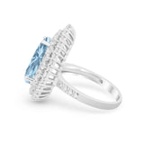 Teardrop Cocktail Ring Pear Round Cubic Zirconia 925 Sterling Silver