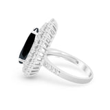 Teardrop Cocktail Ring Pear Round Cubic Zirconia 925 Sterling Silver