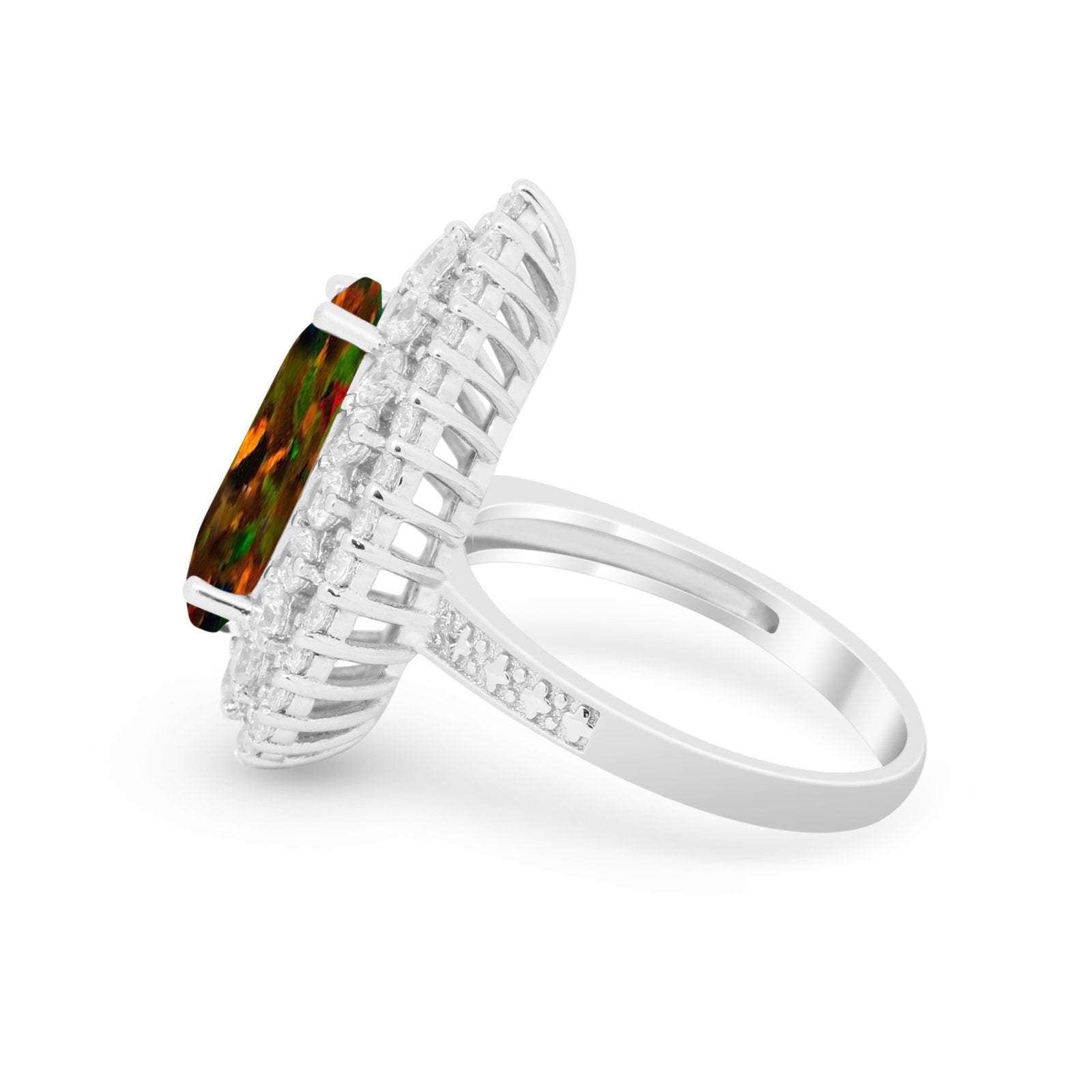 Teardrop Cocktail Ring Pear Round Cubic Zirconia 925 Sterling Silver