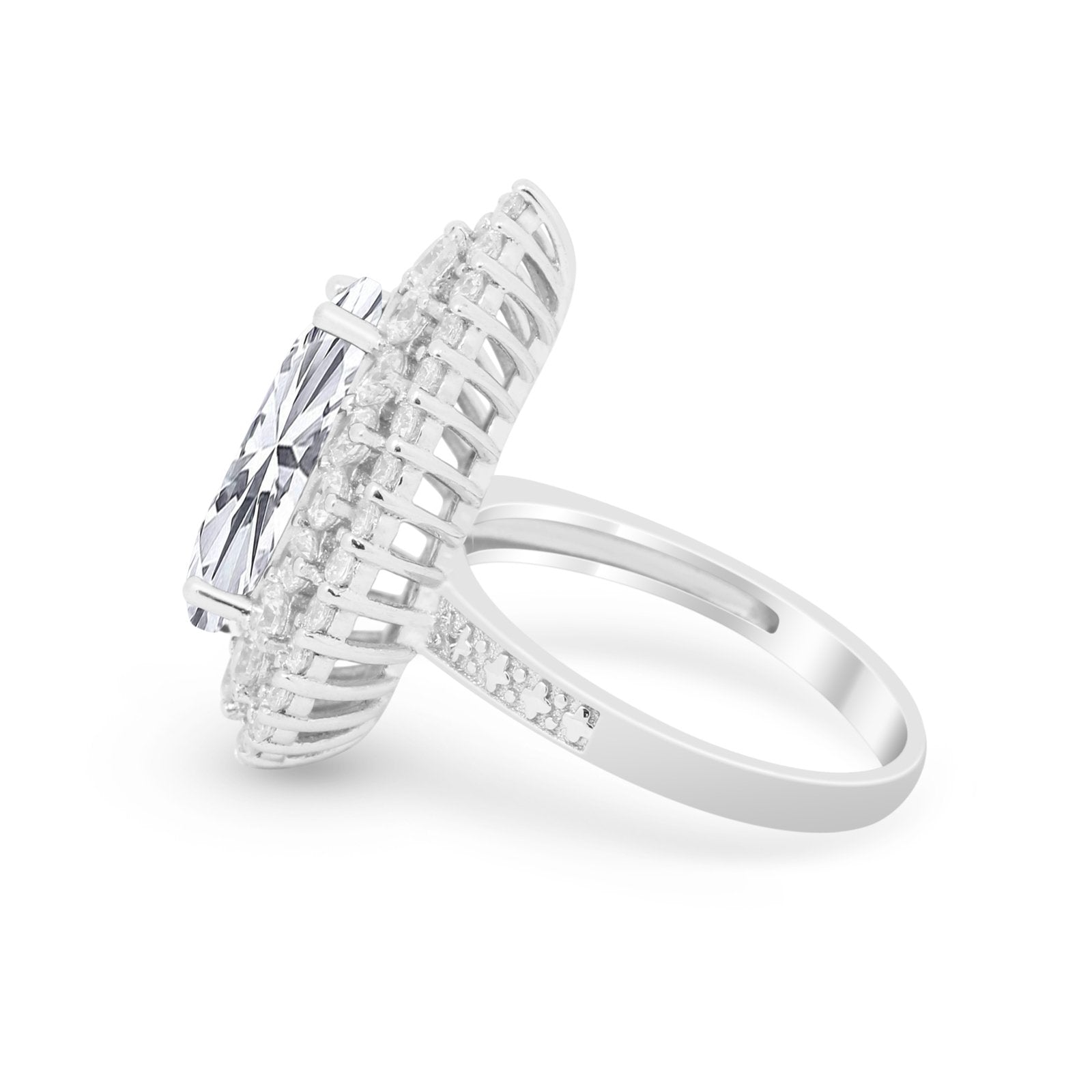 Teardrop Cocktail Ring Pear Round Cubic Zirconia 925 Sterling Silver