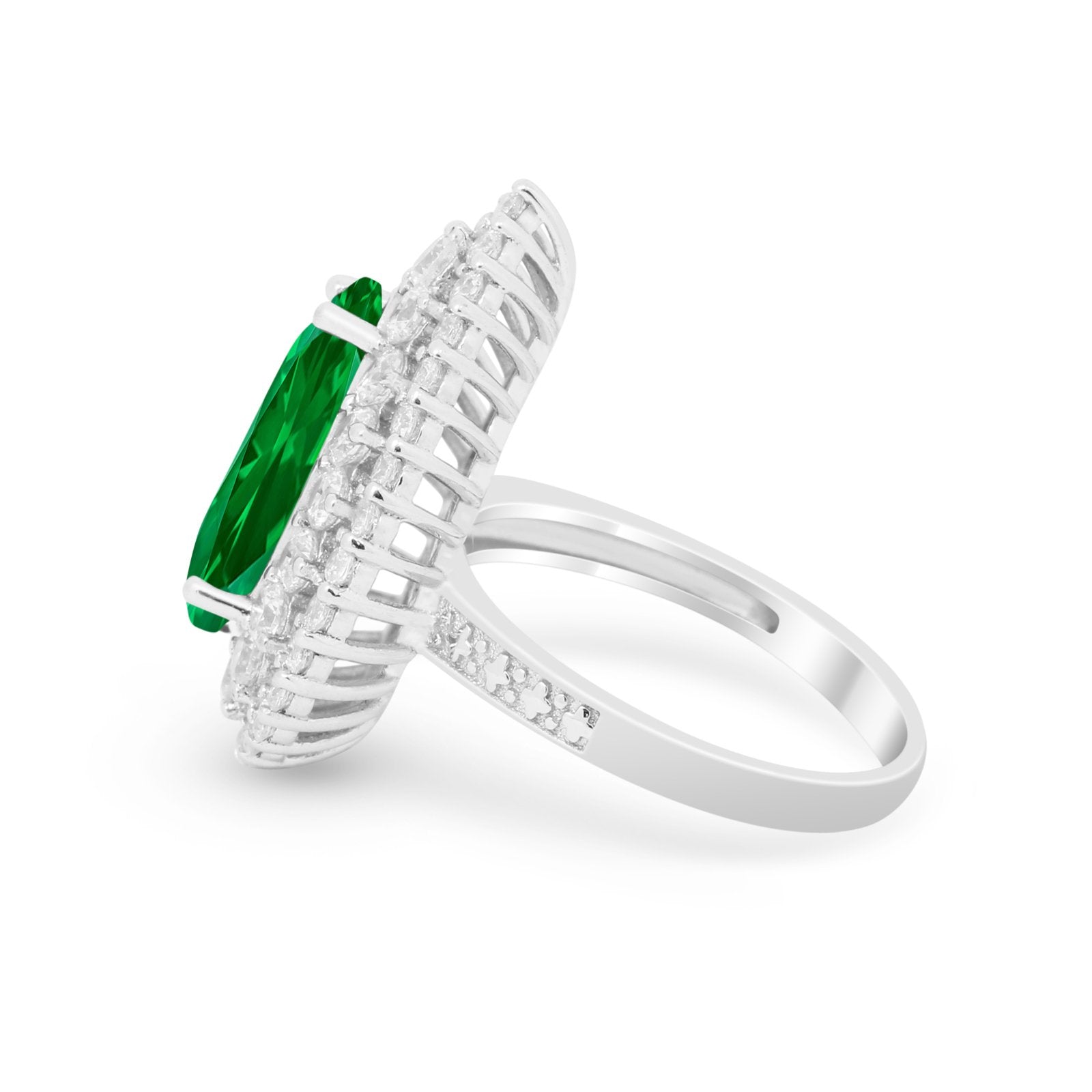Teardrop Cocktail Ring Pear Round Cubic Zirconia 925 Sterling Silver