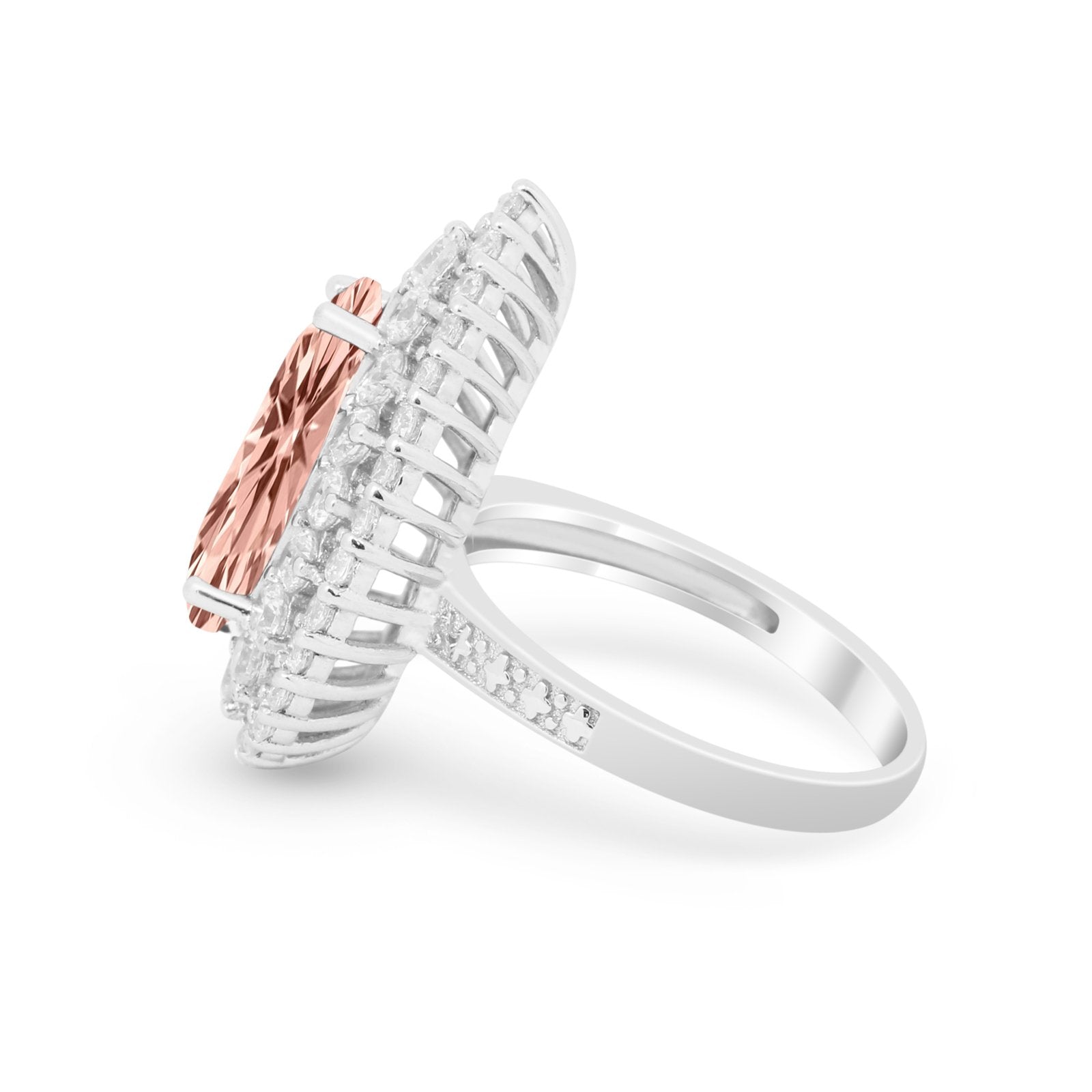 Teardrop Cocktail Ring Pear Round Cubic Zirconia 925 Sterling Silver