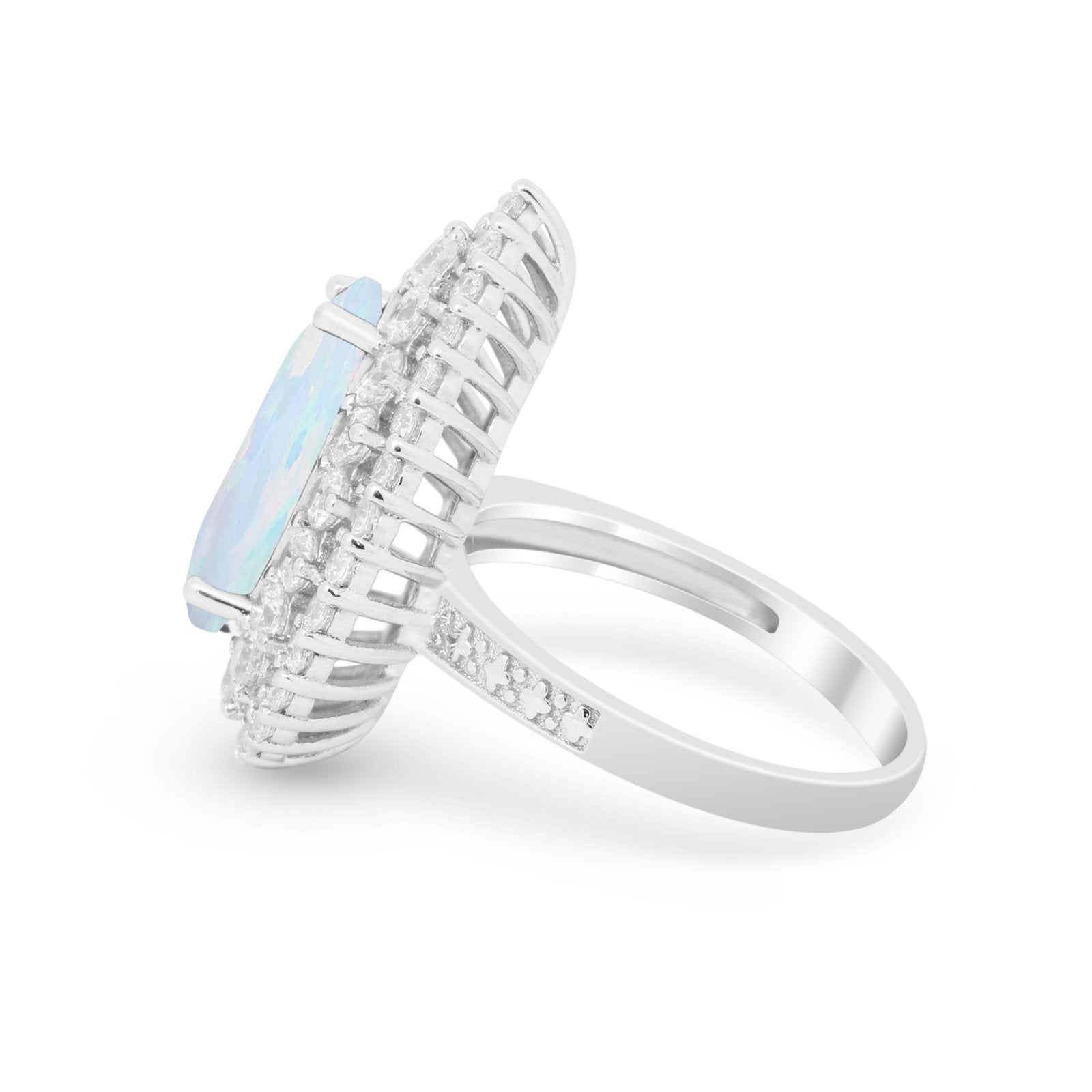 Teardrop Cocktail Ring Pear Round Cubic Zirconia 925 Sterling Silver