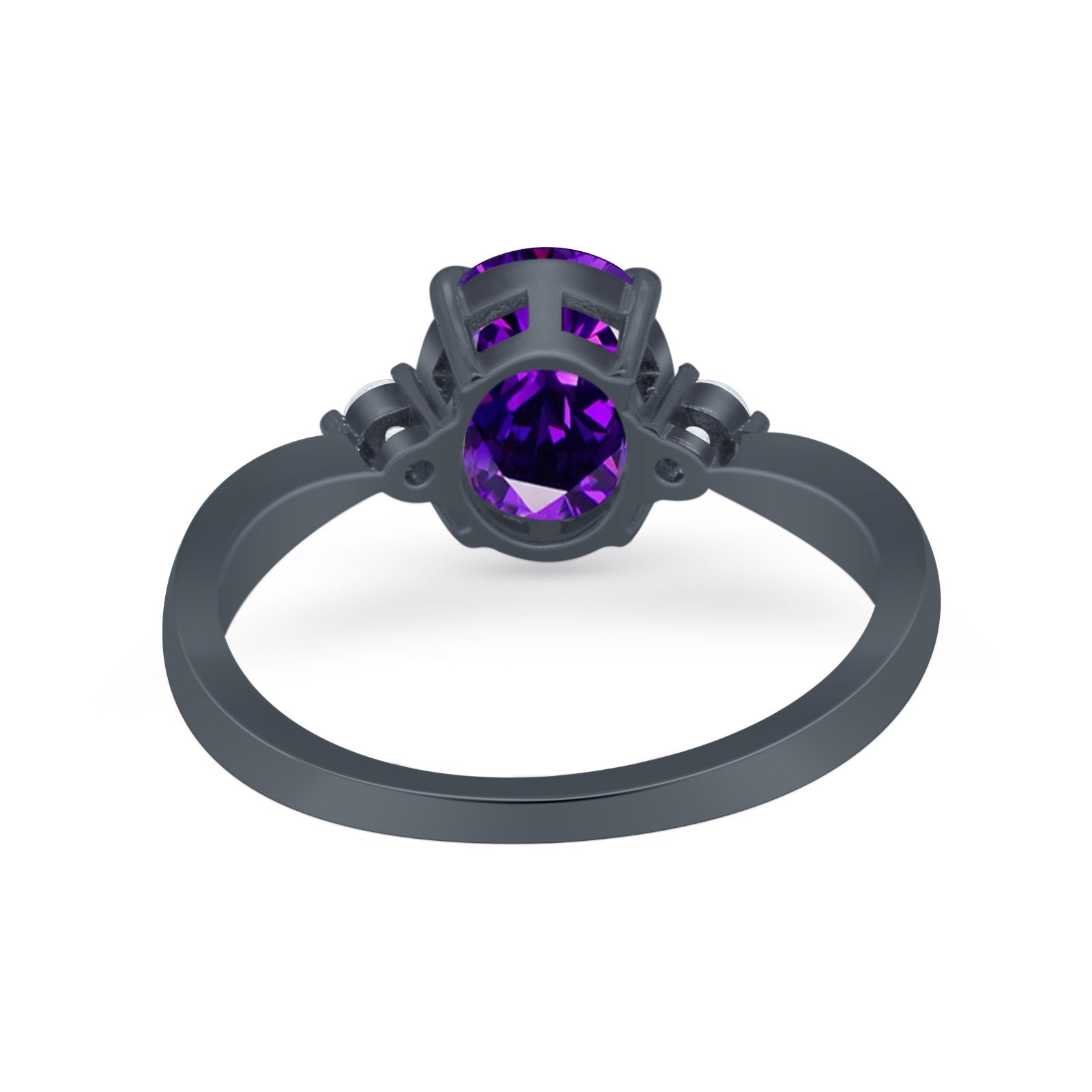 Three Stone Wedding Ring Round Simulated Cubic Zirconia 925 Sterling Silver