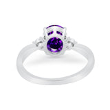 Three Stone Wedding Ring Round Simulated Cubic Zirconia 925 Sterling Silver