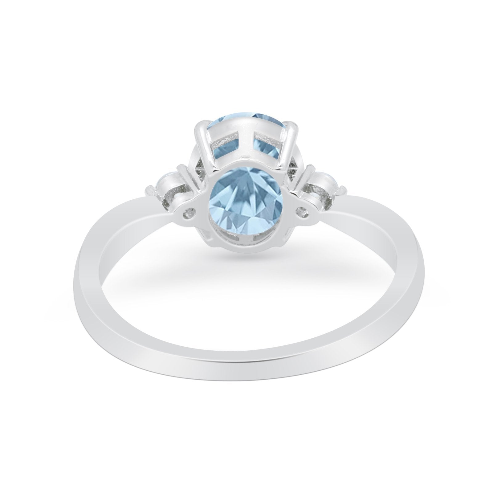 Three Stone Wedding Ring Round Simulated Cubic Zirconia 925 Sterling Silver