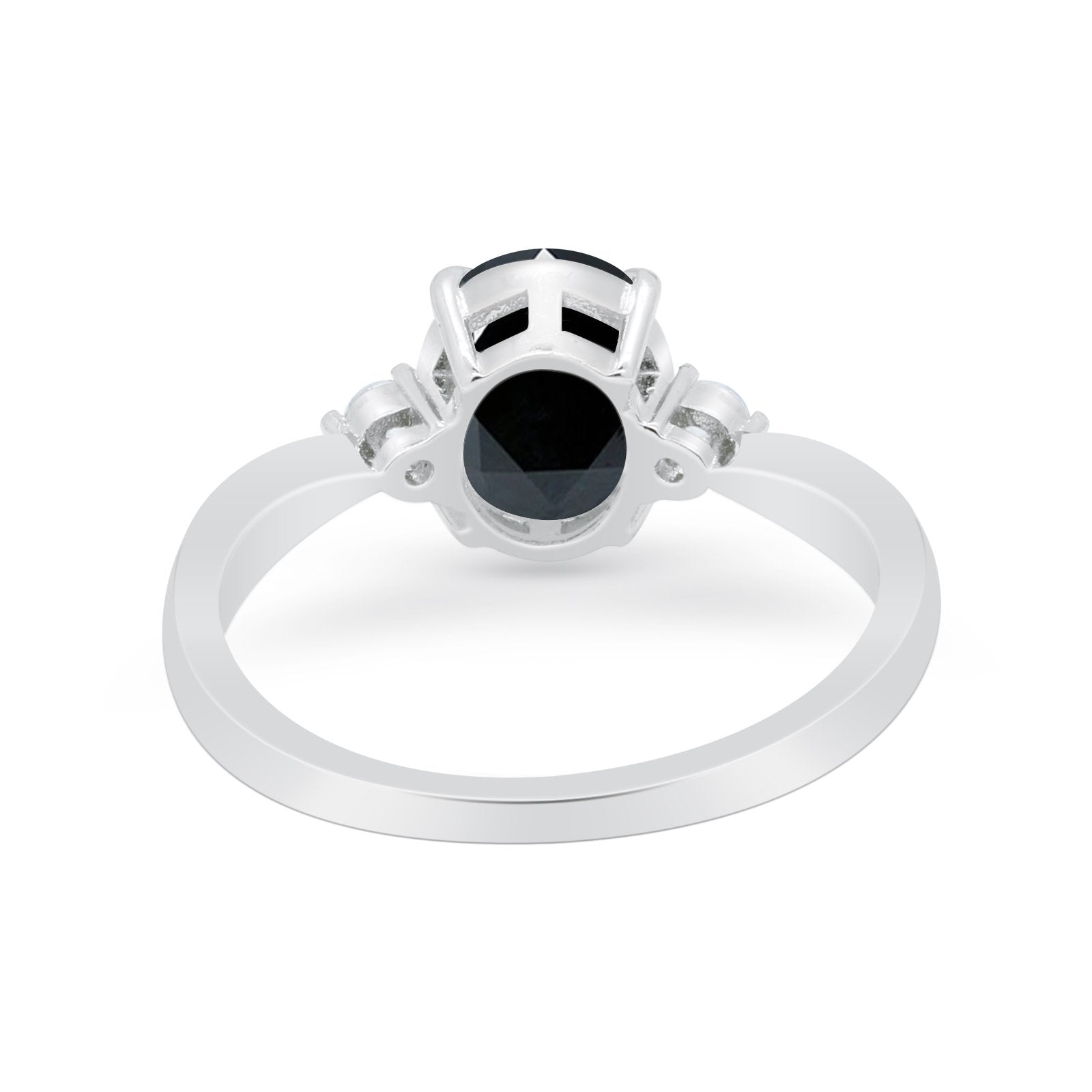 Three Stone Wedding Ring Round Simulated Cubic Zirconia 925 Sterling Silver