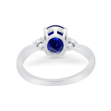 Three Stone Wedding Ring Round Simulated Cubic Zirconia 925 Sterling Silver