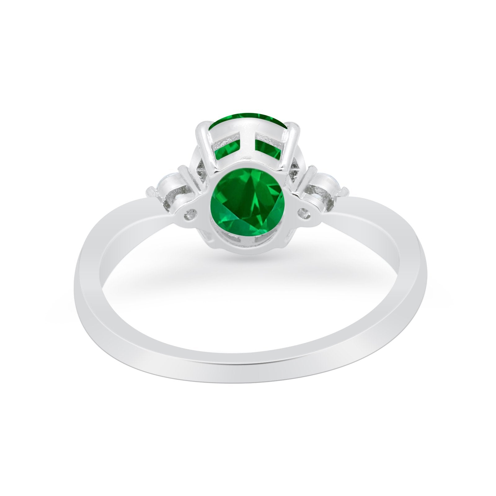 Three Stone Wedding Ring Round Simulated Cubic Zirconia 925 Sterling Silver
