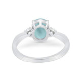 Three Stone Wedding Ring Round Simulated Cubic Zirconia 925 Sterling Silver